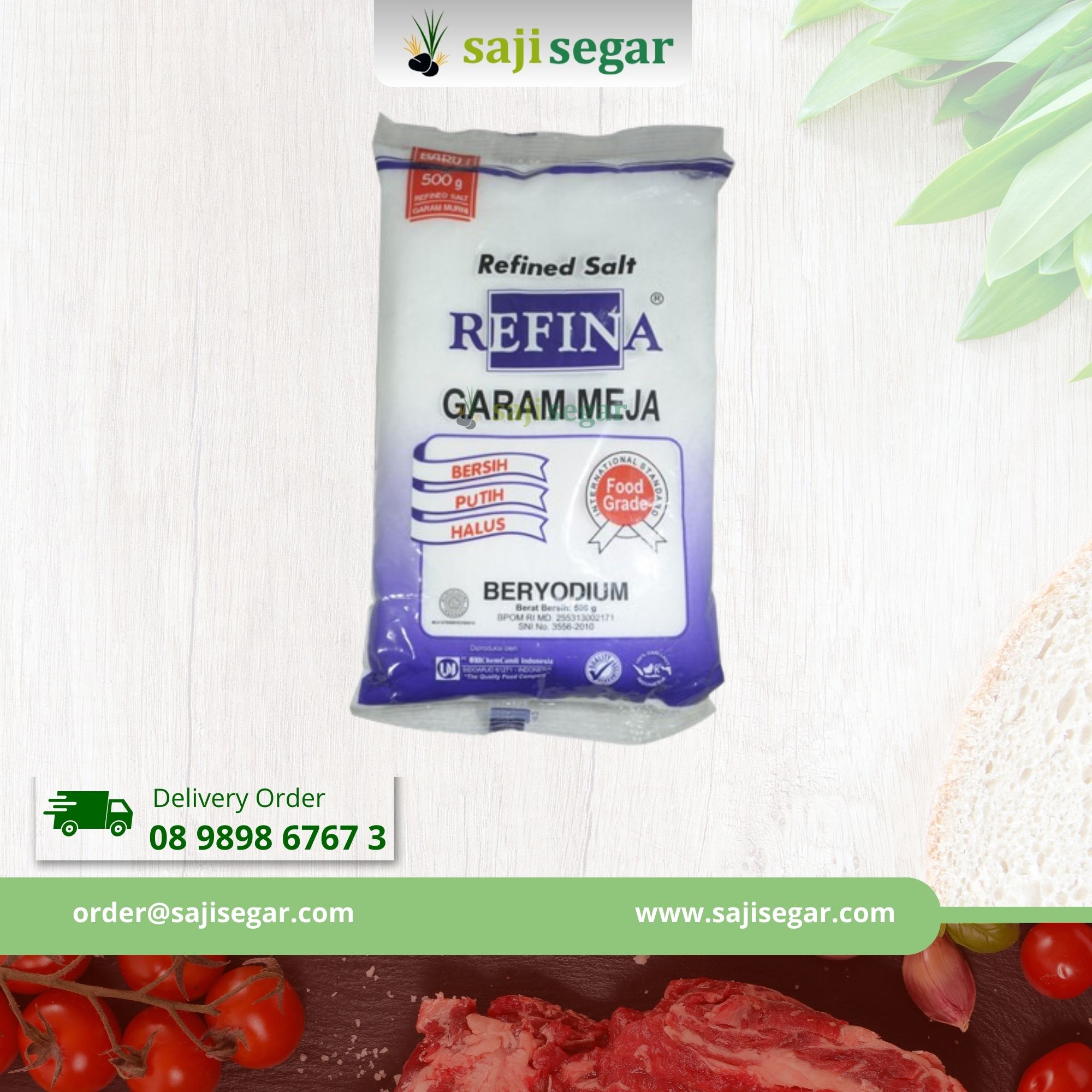 Garam Meja Halus Refina Beryodium 250g Refined Salt - Garam Masak